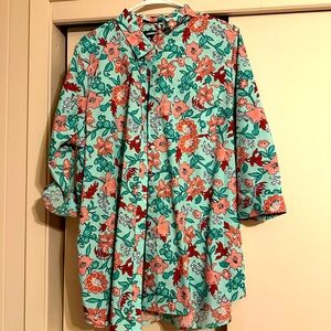 Lands End Floral Button Down